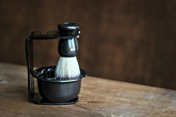 Shaving Stand with Brush, Bowl and Handcrafted Soap