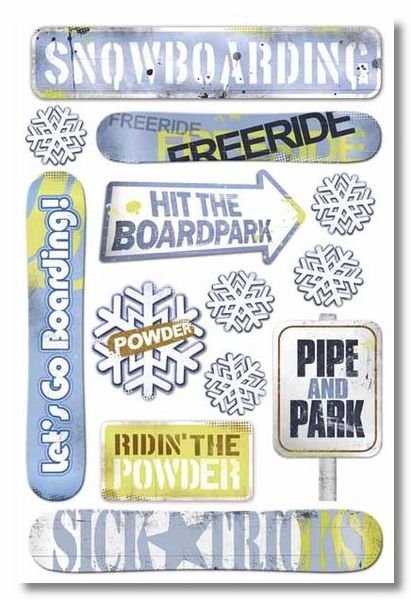 Snowboarding Cardstock Stickers
