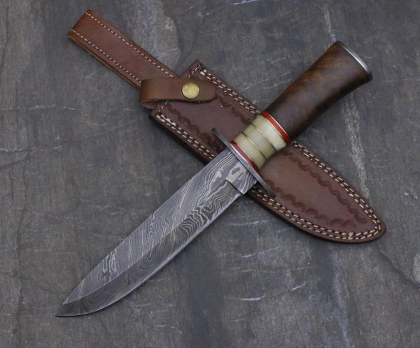 GB1385 Damascus Steel Custom Handmade Hunting Bowie Knife 13.5 ...