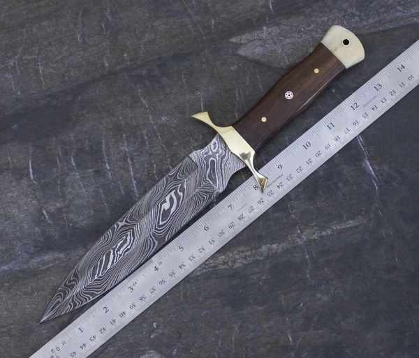 GB663 Damascus Steel Custom Handmade Hunting DAGGER Knife 13