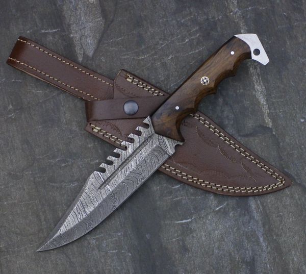 GB43 Damascus Steel Custom Handmade Hunting BOWIE Knife 12