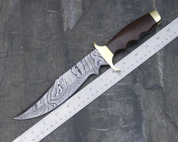 GB645-1 Damascus Steel Custom Handmade Hunting Bowie Knife 13.5 ...