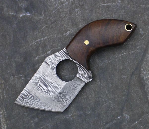 GB593 Damascus Steel Custom Handmade Tanto Punch Knife 5.25" Grizzly