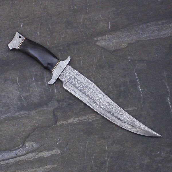 GB1385 Damascus Steel Custom Handmade Hunting Bowie Knife 16