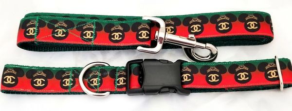 CHANEL Coco Mark Chain Dog Collar 27cm & Chain Dog Leash 108cm 06P  W/Box