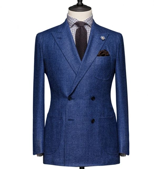 4X2 BUTTON, DOUBLE BREASTED, PEAK LAPEL JACKET W/ PATCH SIDE AND CHEST POCKETS