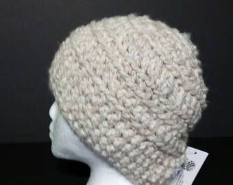 Handmade Crocheted Beanie with Pony Tail Hole in luxurious washable wool.