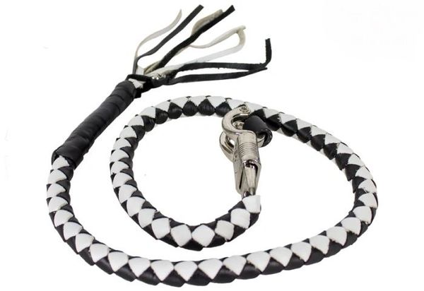 Get Back Whip 42 inch Biker Motorcycle Leather Whip 2" Diameter Stainless Steel