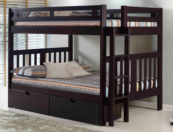 Roma Full/Full Bunk Bed with Short Ladder Espresso