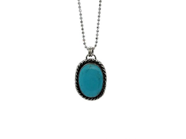 Turquoise Necklace, Kingman Turquoise Pendant, Turquoise and Silver Necklace