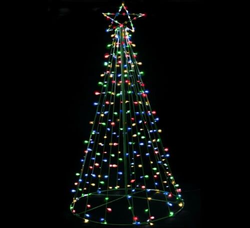 2.1m Tall SOLAR Multicolour Christmas Tree 264 LED Flashing Outdoor ...