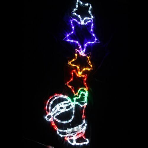 Santa balancing stars Outdoor Christmas Garden Rope Light LED 120 x 40cm