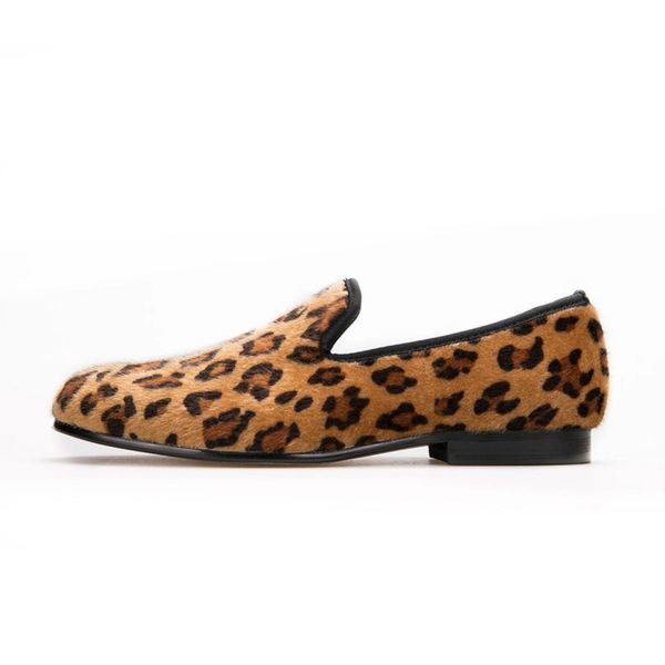 FERUCCI Brown Plain  custom-made Leopard Print  Slippers loafers 