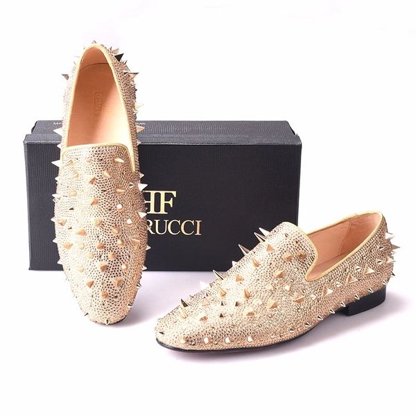 gold prom loafers