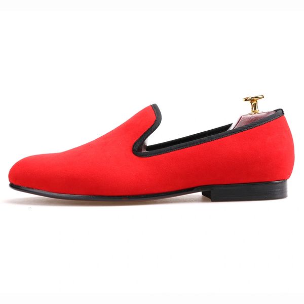 PLAIN RED VELVET | ferucci men prom wedding loafers velvet spiked shoes ...