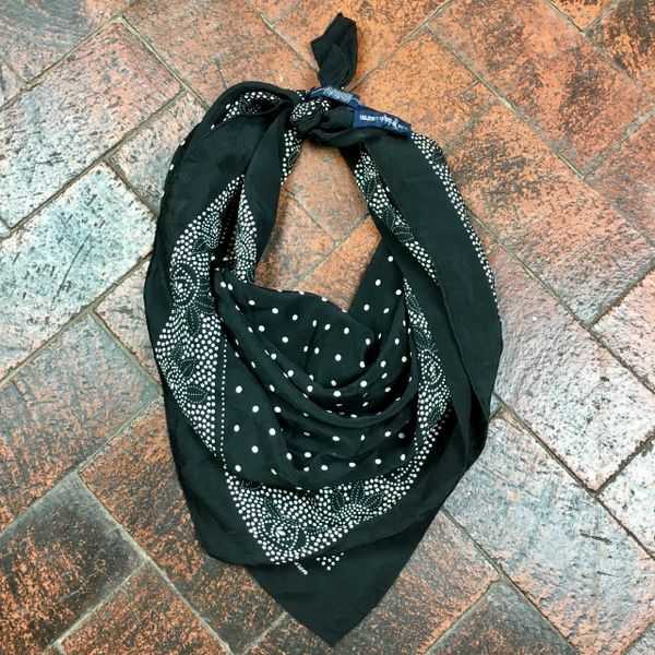 SOLD BLACK XL SILK RALPH LAUREN POLKA DOT BANDANNA