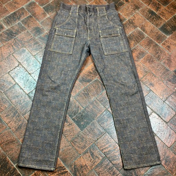 SOLD 33” BRAND NEW KAKISHIBU CENTURY DENIM CARGO POCKET JEANS BY KAPITAL OF JAPAN