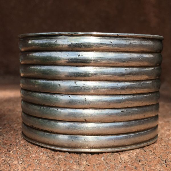 SOLD 1910s EXTRA WIDE CHISELED HANDWROUGHT SILVER INGOT EXTRA WIDE CUFF BRACELET SMALL WRIST
