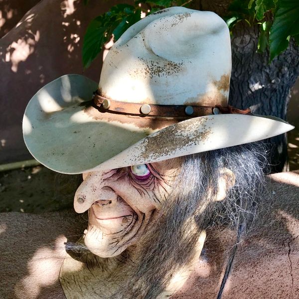 SOLD VINTAGE BEAVER SKIN RODEO COWBOY HAT FROM NEW MEXICO WITH STAINS AND STUDDED BAND