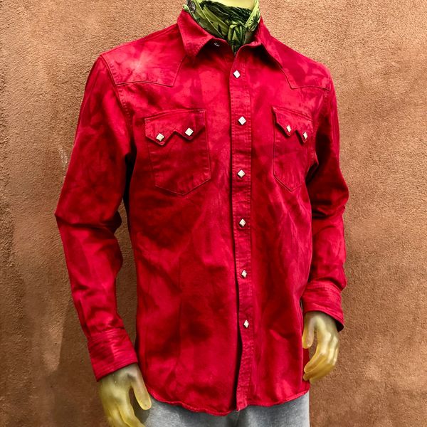 SOLD DOUBLE RL RRL WESTERN DENIM PEARL SNAP SHIRT ATELIER DYED AND SUNFADED