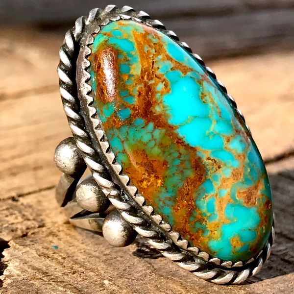 1940s ROYSTON TURQUOISE OVAL SILVER RING