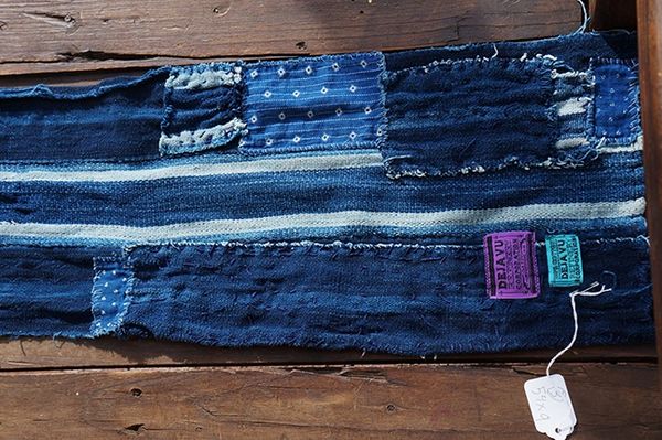 SOLD #14 ANTIQUE INDIGO ROAD BORO PATCH SCARF