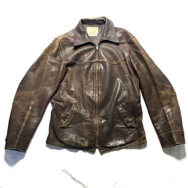 SOLD 1930s GOATSKIN LEATHER FIELD & STREAM MENS CAR COAT