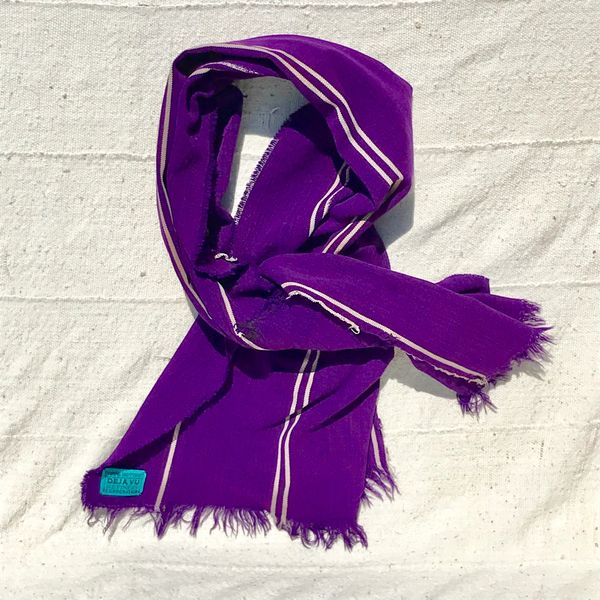 100 YEAR OLD PURPLE WHITE HAND-DYED HANDWOVEN AFRICAN KOBA CLOTH SCARF STOLE SHAWL