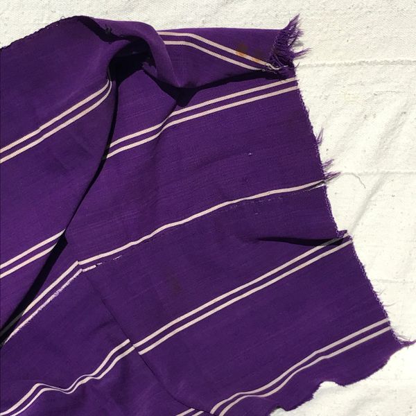 100 YEAR OLD WIDE PURPLE WHITE HAND-DYED HANDWOVEN AFRICAN KOBA CLOTH SCARF STOLE SHAWL