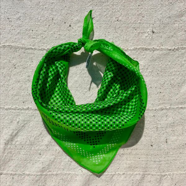 SOLD 1970s NEON GREEN JAPANESE COTTON POLKA DOT BANDANNA