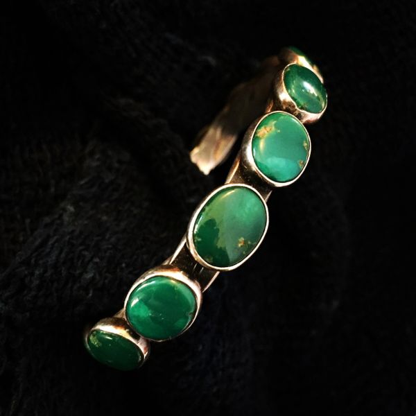 SOLD 1930s CERILLOS PEYOTE BUTTON WROUGHT BANGLE BRACELET