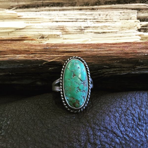SOLD 1930s LIGHT BLUE TURQUOISE VINTAGE SILVER RING