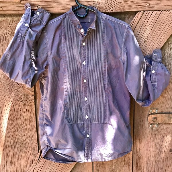 SOLD RL RALPH LAUREN DENIM & SUPPLY CASUAL POPLIN TUXEDO LAYERING SHIRT OVERDYED WITH KAKISHIBU & PURPLE