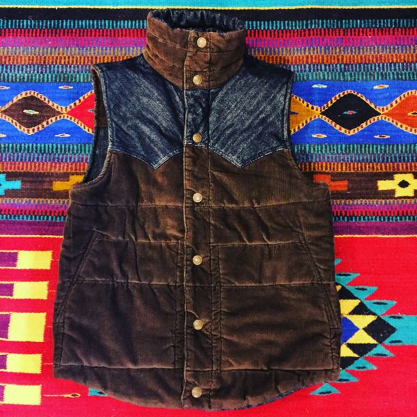 SOLD LEVIS PUFFER SKI VEST REVERSIBLE CORDUROY & DENIM VINTAGE REPRODUCTION