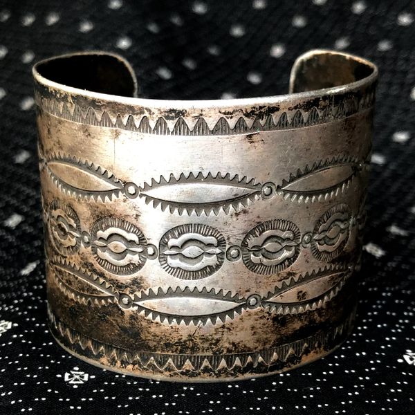 SOLD 1920s STAMPED EXTRA WIDE ROLLED INGOT SILVER BIG WRIST