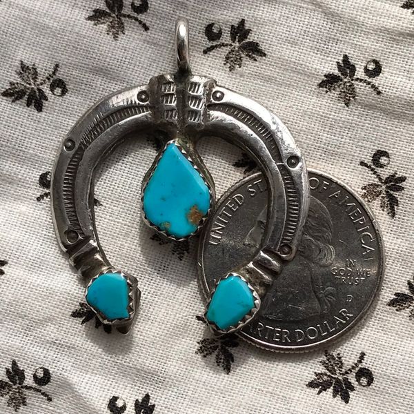 SOLD 1970 SILVER & BLUE TURQUOISE NAJA PENDANT