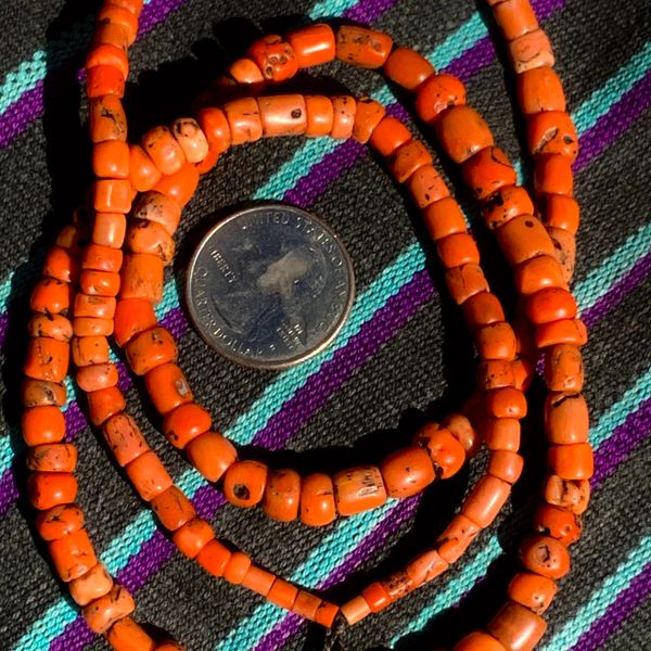 1920s NATURAL CORAL BEAD NECKLACE, SOLD AS BEADS, QUICKLY GRADUATED & ATELIER RESTRUNG 28"