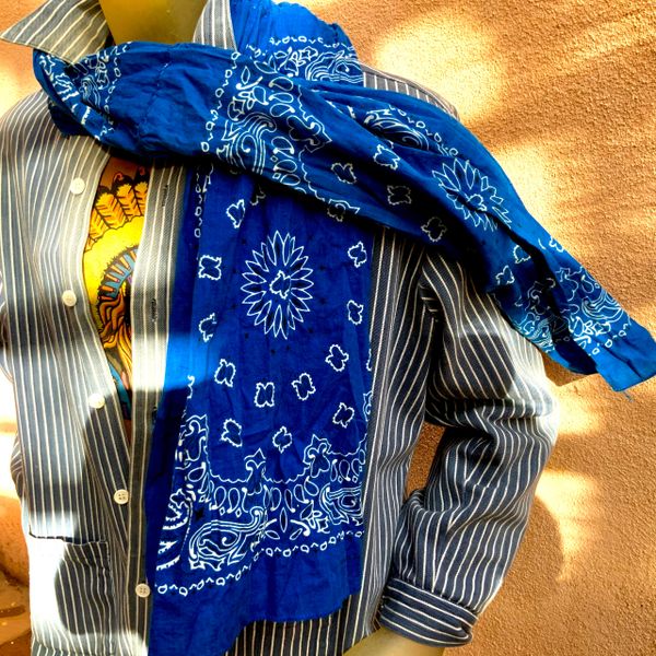 SOLD COBALT BLUE HANDSEWN BANDANNA SCARF