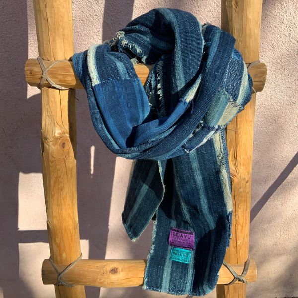 SOLD ANTIQUE INDIGO ROAD SHASHIKO BORO SCARF