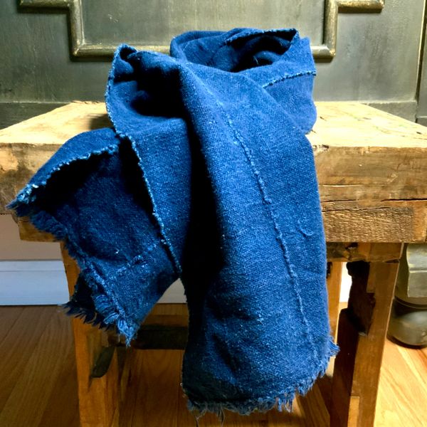 SOLD ANTIQUE AFRICAN INDIGO NARROW SOFT COTTON SCARF