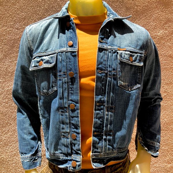 SOLD XS EXTINCT CASUAL LUXURY MENS BRAND EZRA FITCH DENIM TRUCKER JACKET