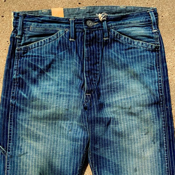 SOLD BRAND NEW DOUBLE RL RRL WABASH PAINTER TWILL PANTS MENS INDIGO STRIPED  STIFEL DISTRESSED