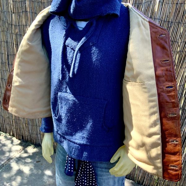 1910s HUMONGOUS HEMINGWAY STYLE CUSTOM MADE LEATHER HUNTING VEST