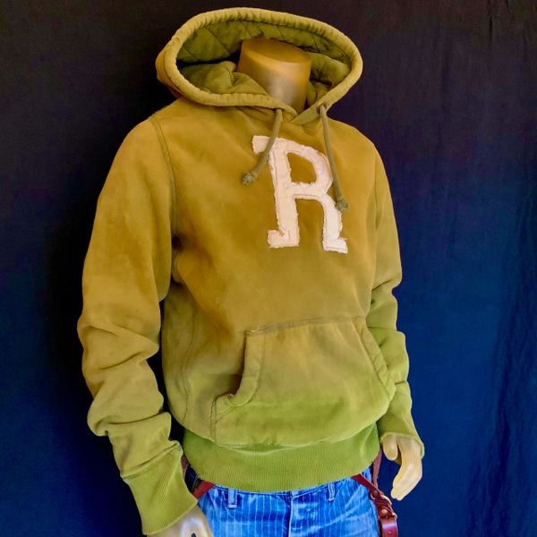 SOLD 2000s RUEHL GREEN THICK COTTON BLEND FLEECE SWEATSHIRT BY ABERCROMBIE & FITCH EXTINCT LUXURY SUB-BRAND