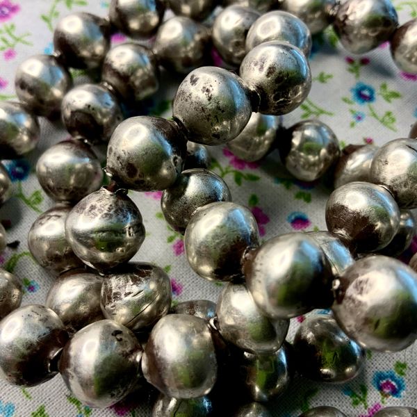 SOLD 1890s Rare Silver Navajo Pearls Bench Beads Made from Coins