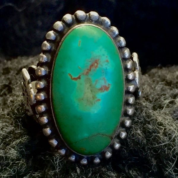 SOLD 1920's THUNDERBIRDS TURQUOISE AMERICAN FRED HARVEY SILVER RING