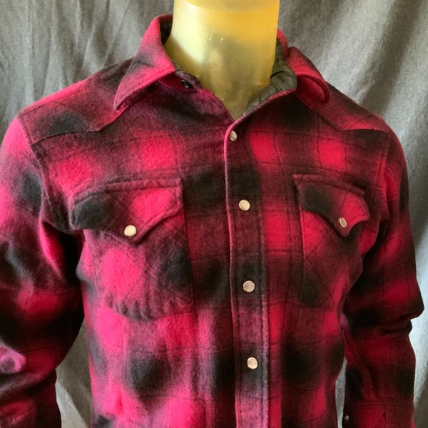 SOLD 1980s SUNFADED Western Pearl Snap magenta MERINO TURQUOISE SHADOWBOX PLAID WOOL PENDLETON SHIRT