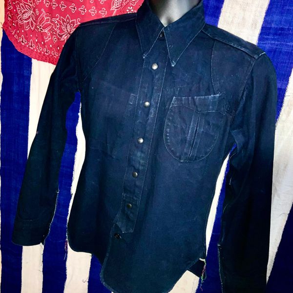 SMALL MISTER FREEDOM CPO DENIM RAW INDIGO DENIM MERMAID CUFF OVER SHIRT