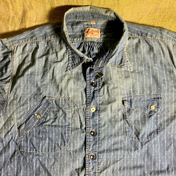 SOLD Y2K RARE MISTER FREEDOM LES APACHE BLUE CALICO CHEMISE SHIRT MADE FAMOUS BY JOHNNY DEPP