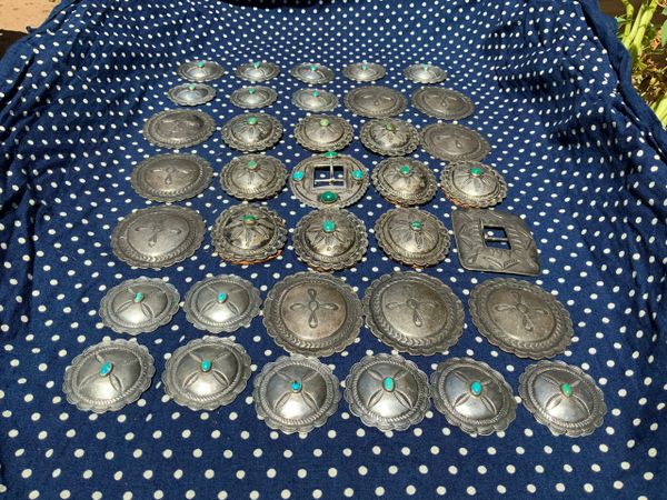 1920s SILVER AND TURQUOISE BELTS CONCHO LOT